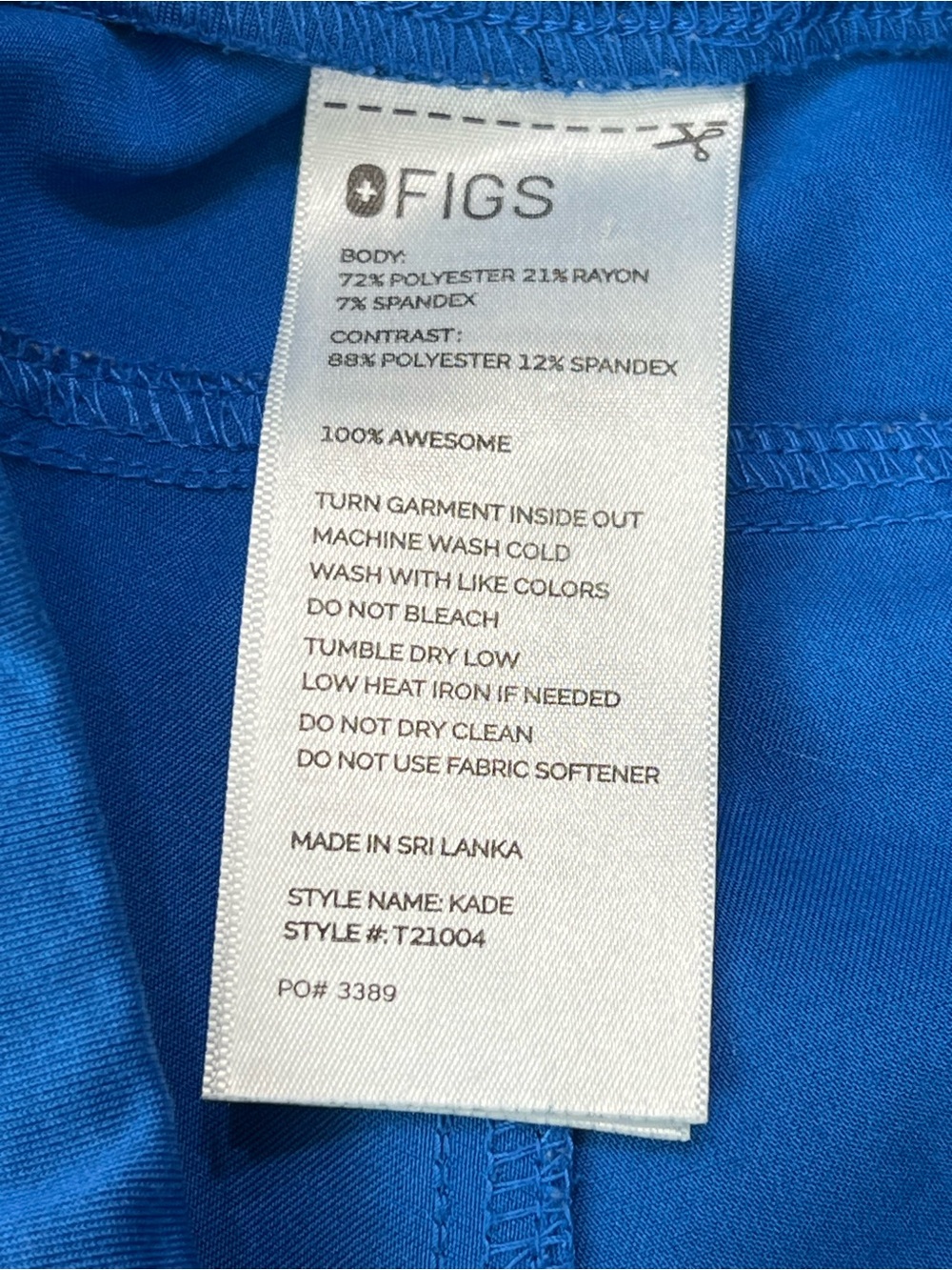 Figs Women's Royal Blue Solid Straight Leg Scrub Pants Size Med Drawstring - Picture 6 of 11